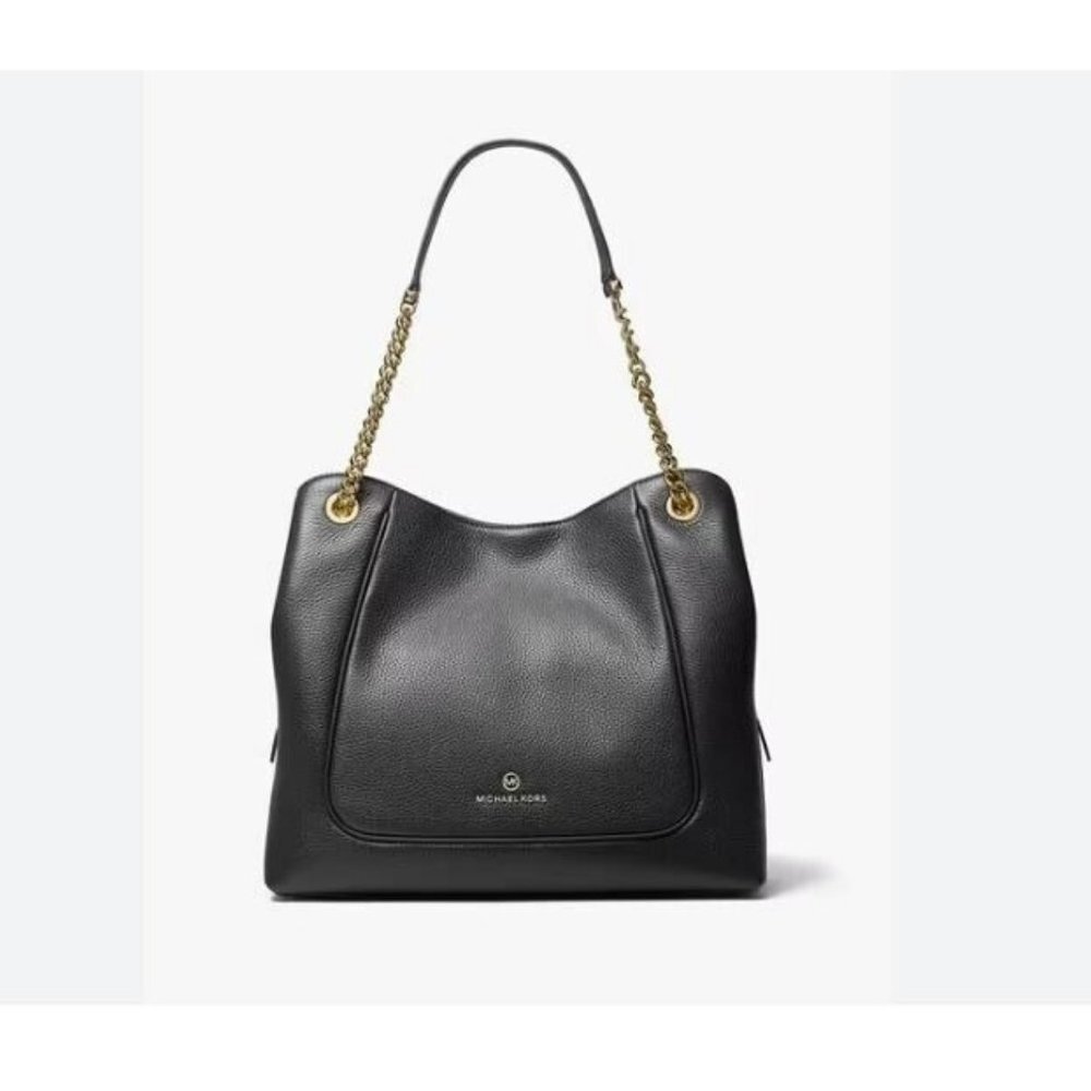 MICHAEL KORS Piper leather large shoulder bag purse - BLACK